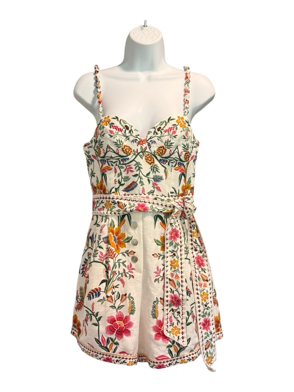 Farm Rio Off-White Delicate Forest Euroflax™ Premium Linen Romper NWT SIZE SMALL - Picture 7 of 15